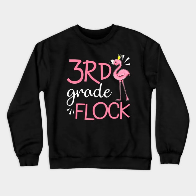 Flamingo Back To School 3rd Third Grade Flock Crewneck Sweatshirt by Elliottda